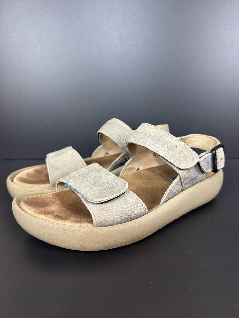 Wolky strap Women's Comfort Brown Leather Sandals wide footbed